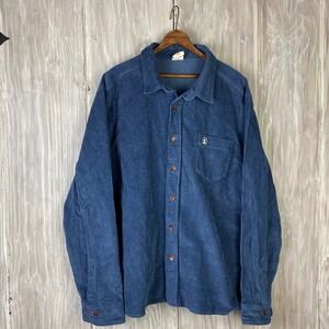 Dandy Del Mar‎ Corsica Corduroy Shirt Mens Large Blue Moontide Long Sleeve 3XL